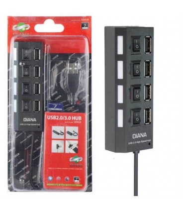 هاب يو اس بي 4 پورت USB3.0 ديانا DIANA کلید دار
